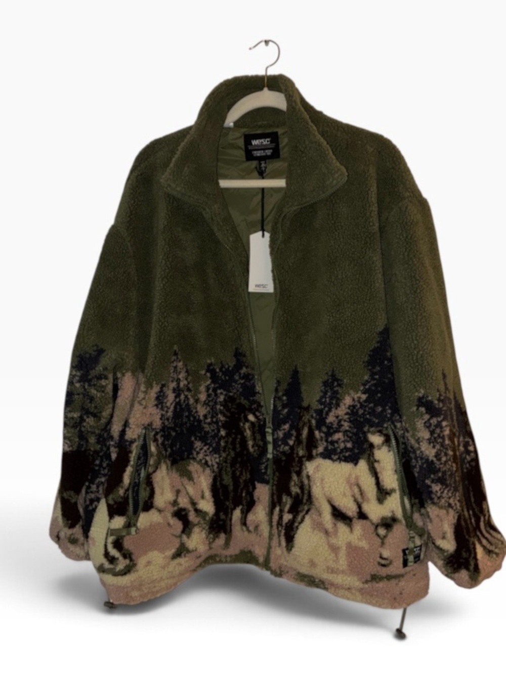NWT WeSC Men's -L Women's - M Oversize Sherpa Jacket "Wild Horses (unisex)
